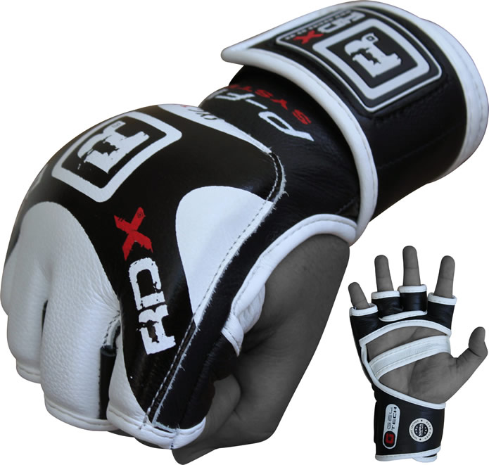 Authentic Rdx Leather Gel Mma Grappling Gloves Fight Boxing Ufc Punch 